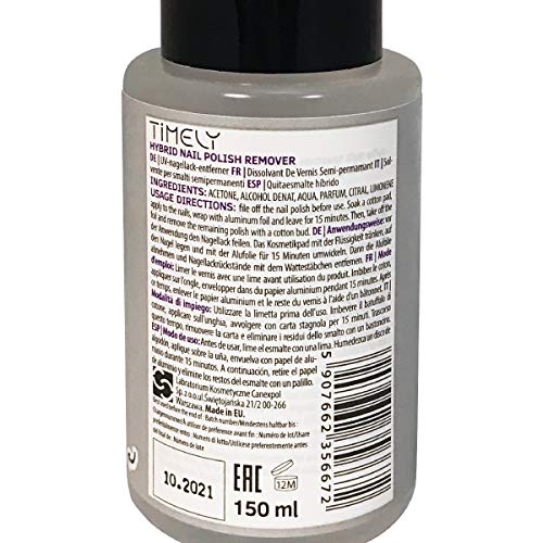 Timely - Quitaesmalte para esmaltes de uñas híbridos con aroma a mango, 150 ml