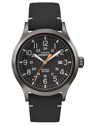 Timex Expedition - Reloj análogico de cuarzo con correa de cuero para hombre, Negro (Negro)