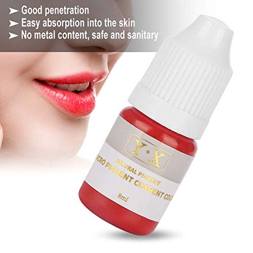 Tinta del tatuaje para el pigmento de Microblading de la ceja, Tinta del tatuaje Maquillaje semipermanente Labios de la ceja Línea de ojos 5 colores (Labios rojos))