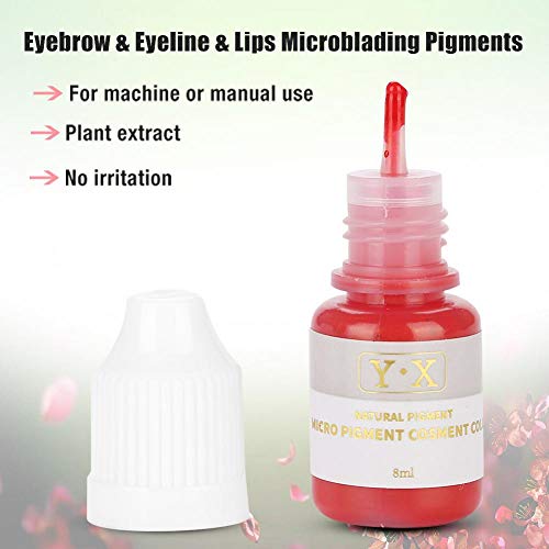 Tinta del tatuaje para el pigmento de Microblading de la ceja, Tinta del tatuaje Maquillaje semipermanente Labios de la ceja Línea de ojos 5 colores (Labios rojos))