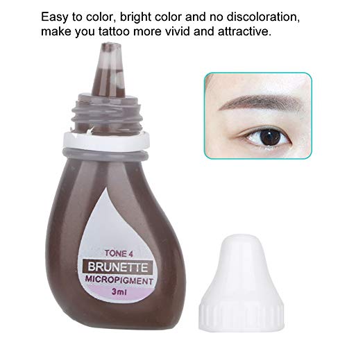 Tinta para Tatuaje 3 ml, Tinta para Tatuaje Semipermanente para labios Ceja Delineador de Ojos Pigmento para Tatuaje Maquillaje Tattoo Ink de Larga Duración Tinta del Maquillaje Tatuaje(Color oscuro)