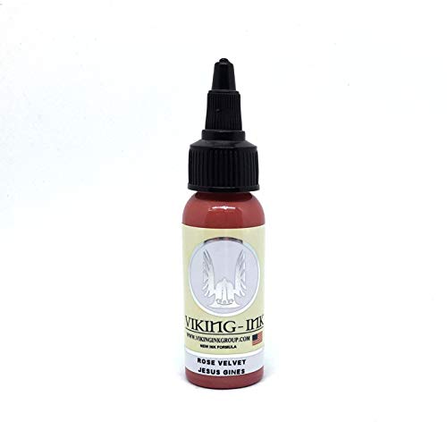 Tinta para tatuaje - ROSE VELVET JESUS GINES 1oz (30ml) - VIKING INK USA - Los mejores colores y negros en tintas para tatuaje del mercado - VEGANAS