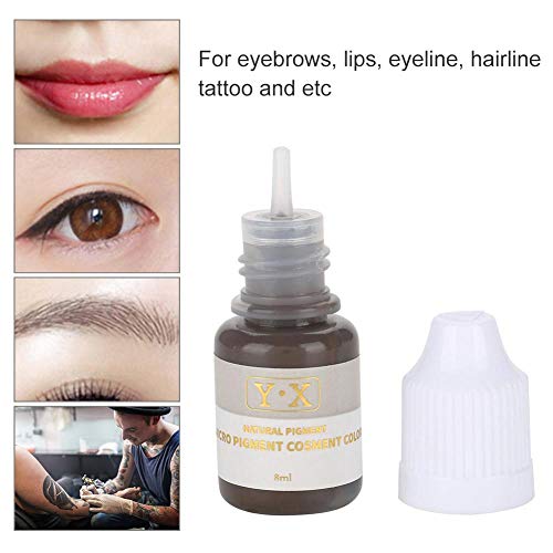 Tinta para tatuajes para cejas Pigment Ink Semi-Permanent Makeup Eyebrow Lips Eye Line Color pigmento del tatuaje kit maquillaje de moda cosméticos herramientas(marron)