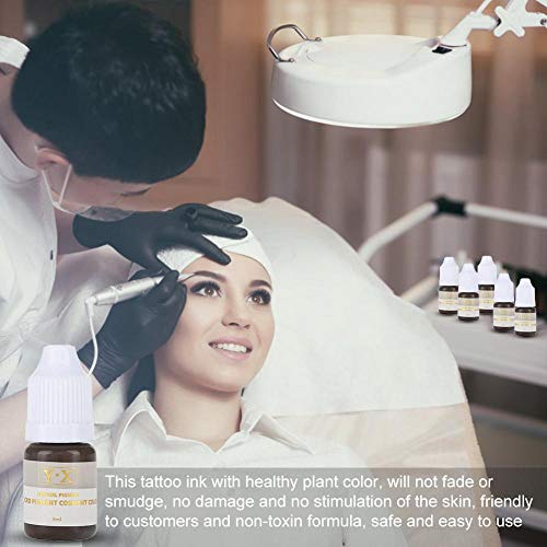 Tinta para tatuajes para cejas Pigment Ink Semi-Permanent Makeup Eyebrow Lips Eye Line Color pigmento del tatuaje kit maquillaje de moda cosméticos herramientas(marron)