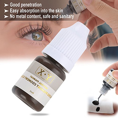 Tinta para tatuajes para cejas Pigment Ink Semi-Permanent Makeup Eyebrow Lips Eye Line Color pigmento del tatuaje kit maquillaje de moda cosméticos herramientas(marron)