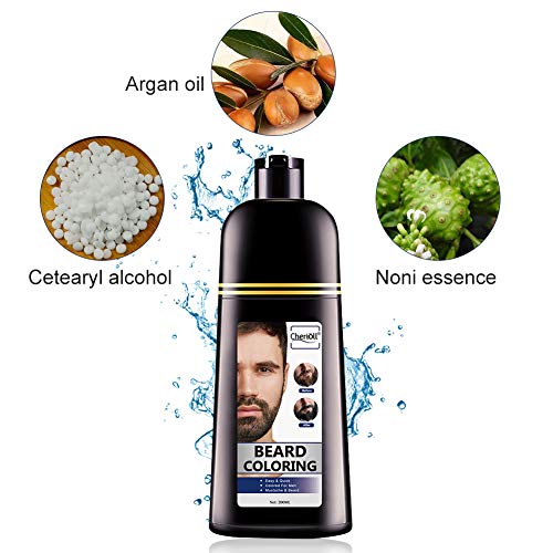 Tinte Barba, Colorante de Barba, Tinte Colorante en Champú Para Barba y Bigote Para Hombre(200ml)