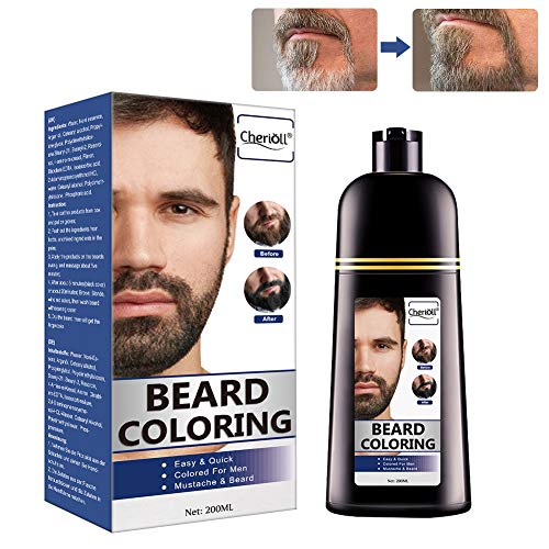 Tinte Barba, Colorante de Barba, Tinte Colorante en Champú Para Barba y Bigote Para Hombre(200ml)