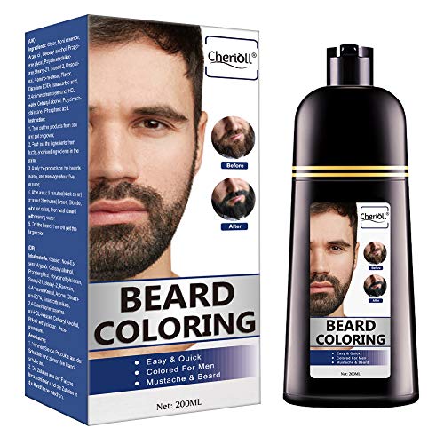 Tinte Barba, Colorante de Barba, Tinte Colorante en Champú Para Barba y Bigote Para Hombre(200ml)