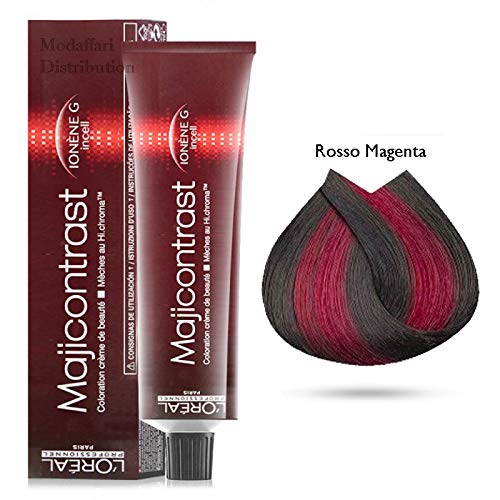 Tinte para el pelo Majicontrast de Loreal, 3 botes de 50 ml, color rojo magenta