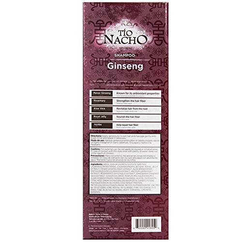 Tío Nacho Ginseng Jalea real Champú, 415 ml (14 onzas líquidas): reduce la pérdida de cabello; con Panax ginseng, bardana, romero, aloe vera, jojoba y jalea real [Ginseng Royal Jelly Shampoo]