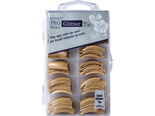 Tips de uñas Dorado con Brillo, Konad España, Pro Glitter 100 tip - Gold (no incluye pegamento)
