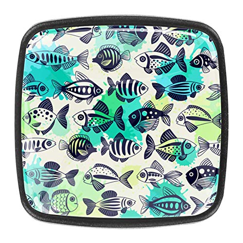 Tiradores de cajones Mango de vida marina Patrón de animales de pescado Oficina en el hogar Cocina Armario Armario Herrajes de vidrio Puertas de gabinetes para puertas de cajones