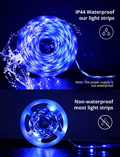 Tiras LED 5M,TECKIN Impermeable decoracion de luces con Control Remoto, 4 Modos de Brillo y 16 Colores RGB 150 LED multicolor 5050 iluminación para casa, fiestas, bares.eficiencia energética.