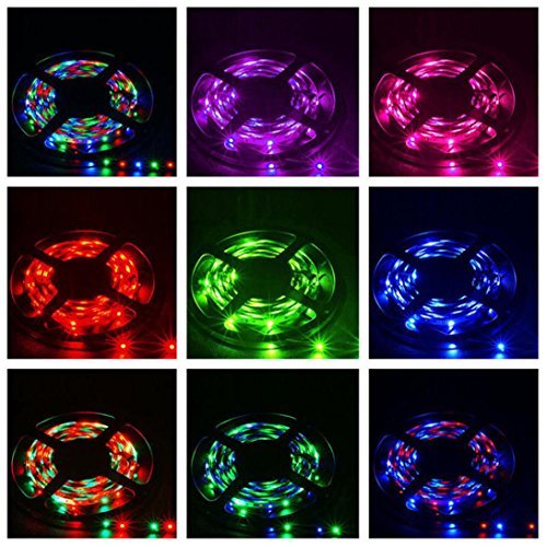 Tiras LED, potencia integral resistente al agua con USB 3528 RGB, cadena de luces con 44 opciones en el mando a distancia para Navidad, cocina, fiestas, decoración interior y exterior (3M)
