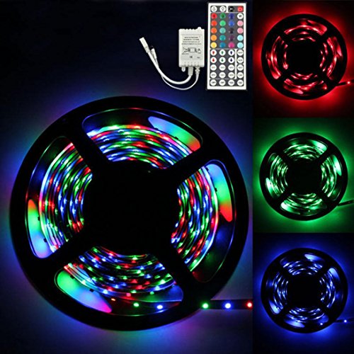 Tiras LED, potencia integral resistente al agua con USB 3528 RGB, cadena de luces con 44 opciones en el mando a distancia para Navidad, cocina, fiestas, decoración interior y exterior (3M)