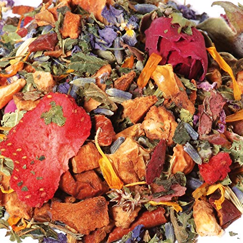 Tisanas. Flores de la Provence. Con manzana, verbena, hinojo, caléndula, botón de rosa, fresa, albahaca, ortiga, lavanda, malva, romero, tomillo. Antioxidante. 100 g.