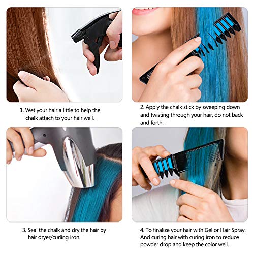 Tiza de Pelo, Nivlan Pelo Tiza Peine, 6 Colores Temporal Peine Tiza de Pelo dont have Tóxico Lavables Color de Tiza Para Niños DIY Fiesta y Cosplay