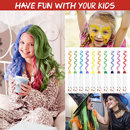 Tiza para el Cabello,10 colores No Tóxico Lavable Tinte Temporal Capilares para La Edad 4 5 6 Plus Niños Regalos Perfectos para el Carnaval,Cumpleaños,Festival