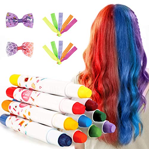 Tiza para el Cabello,10 colores No Tóxico Lavable Tinte Temporal Capilares para La Edad 4 5 6 Plus Niños Regalos Perfectos para el Carnaval,Cumpleaños,Festival