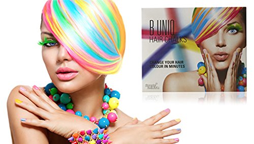 Tizas de colores para el pelo de B Uniq, ideal para Halloween, disfraces de fantasía o para actuaciones, pack de 24 tizas