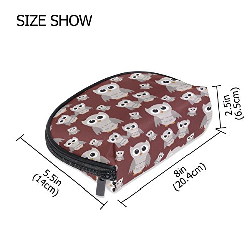 Tizorax - Bolsa de maquillaje con búhos grises en rojo