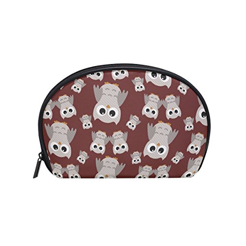 Tizorax - Bolsa de maquillaje con búhos grises en rojo