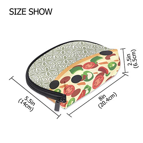 TIZORAX Bolsa de maquillaje con patrón de pizza, bolsa organizadora de viaje, bolsa de maquillaje para mujeres y niñas