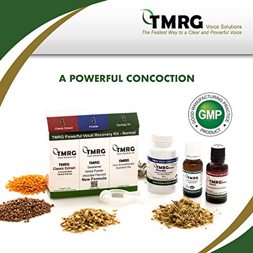 TMRG Kit de recuperación vocal potente (L) | (85 mg en polvo + 30 ml + 20 ml gotas de aceite clásicas Synergy + pinza nasal) | Cuerdas vocales profesionales Remedio | Suplemento 100% Natural