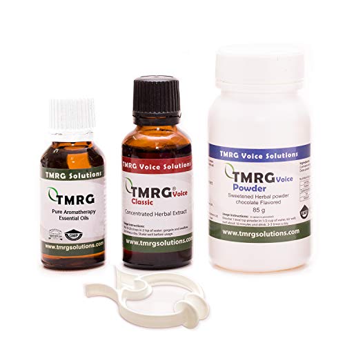 TMRG Kit de recuperación vocal potente (L) | (85 mg en polvo + 30 ml + 20 ml gotas de aceite clásicas Synergy + pinza nasal) | Cuerdas vocales profesionales Remedio | Suplemento 100% Natural