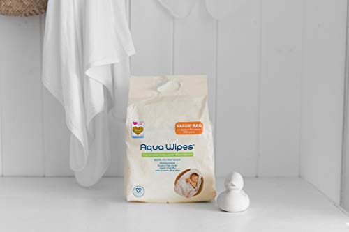 Toallitas húmedas Aqua Wipes, (Bolsa de 4 x 64 paquetes de toallitas húmedas (256 toallitas)), (64 toallitas por paquete), AQW64F4B, Vegana, Biodegradable, sin plástico, 99.6% de agua purificada