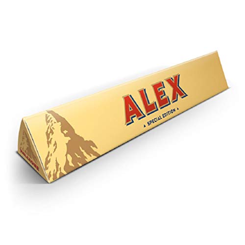 Toblerone personalizado con Nombre - Barra de Toblerone leche y chocolate, miel, almendras y turrón personalizado con Nombre o Texto (L - 360 gramos)