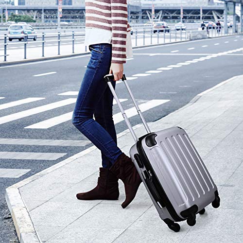 Todeco - Maleta De Mano, Equipaje de Cabina - Tamaño (Ruedas Incluidas): 56 x 38 x 22 cm - Tamaño Interno: 49 x 35 x 21 cm - Esquinas protegidas, Llevar-en 51 cm, Plateado, ABS