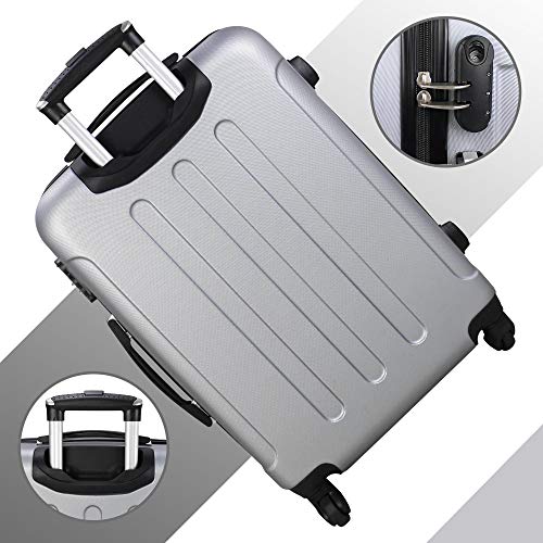 Todeco - Maleta De Mano, Equipaje de Cabina - Tamaño (Ruedas Incluidas): 56 x 38 x 22 cm - Tamaño Interno: 49 x 35 x 21 cm - Esquinas protegidas, Llevar-en 51 cm, Plateado, ABS