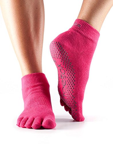 Toesox Full Toe Ankle Calcetines de Yoga, Unisex Adulto, Fucsia, M