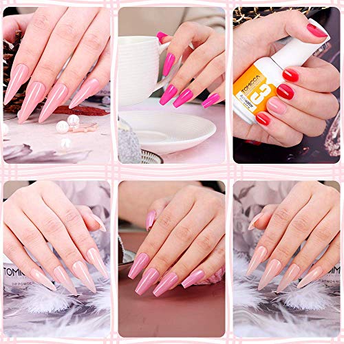 TOMICCA 2 in 1 Dip Powder Top & Base Coat, Activator for Dipping Powder Nail Starter Kit, 0.5 oz/botella, secado rápido fácil de aplicar sin necesidad de curado con UV/LED