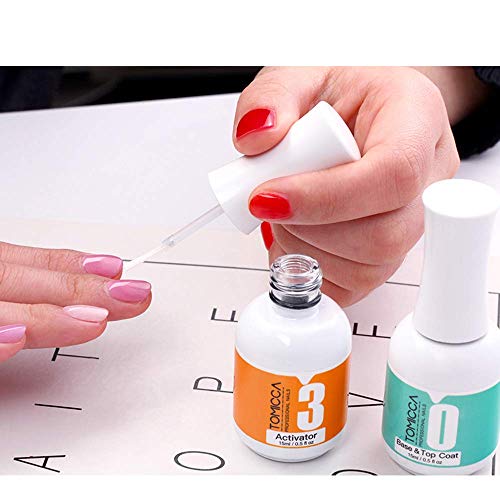 TOMICCA 2 in 1 Dip Powder Top & Base Coat, Activator for Dipping Powder Nail Starter Kit, 0.5 oz/botella, secado rápido fácil de aplicar sin necesidad de curado con UV/LED