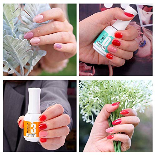 TOMICCA 2 in 1 Dip Powder Top & Base Coat, Activator for Dipping Powder Nail Starter Kit, 0.5 oz/botella, secado rápido fácil de aplicar sin necesidad de curado con UV/LED