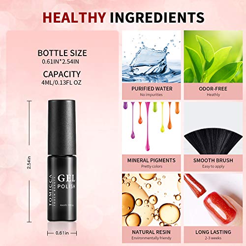 TOMICCA Esmaltes Semipermanentes de Uñas Brillante en Gel UV LED, 18pcs Kit de Esmaltes de Uñas en Gel Soak Off Pintauñas Permanente +Base y Top Coat 15