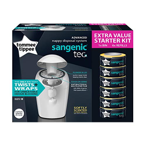 Tommee Tippee Sangenic Tec - Set básico de contenedor de pañales, con 6 recambios