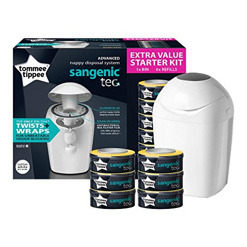 Tommee Tippee Sangenic Tec - Set básico de contenedor de pañales, con 6 recambios