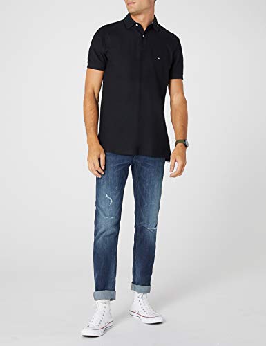 Tommy Hilfiger Core Hilfiger Regular Polo, Negro (Flag Black 060), Medium para Hombre