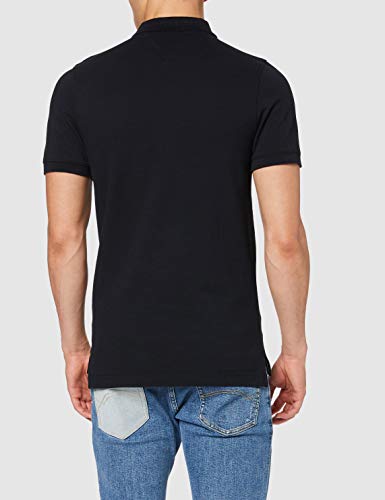 Tommy Hilfiger Piqué P Camiseta Polo con Cierre de 3 Botones, Negro (Tommy Black), M para Hombre
