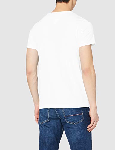 Tommy Hilfiger Rope Stripe tee Camiseta Deporte, Blanco (White), Large para Hombre