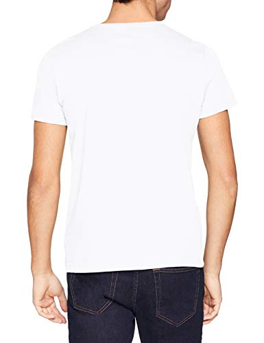Tommy Hilfiger T-Script Logo tee Camiseta, Blanco (Bright White 100), Large para Hombre
