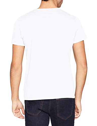 Tommy Hilfiger T-Script Logo tee Camiseta, Blanco (Bright White 100), Large para Hombre