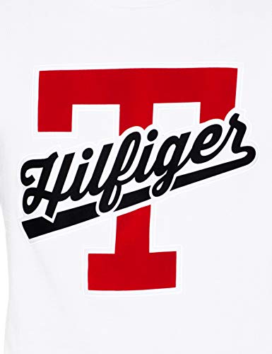 Tommy Hilfiger T-Script Logo tee Camiseta, Blanco (Bright White 100), Large para Hombre