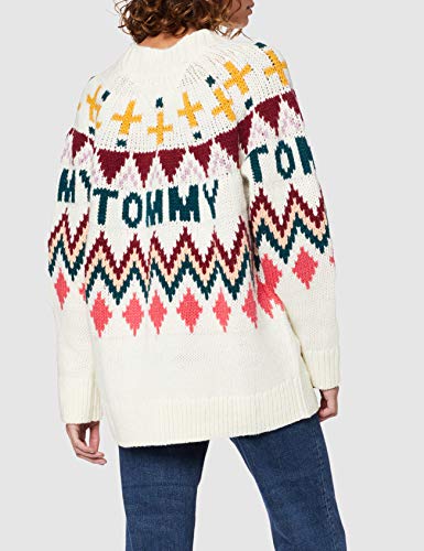 Tommy Hilfiger Tjw Tommy Fairisle Sweater Sudadera, Blanco (White Yap), Medium para Mujer