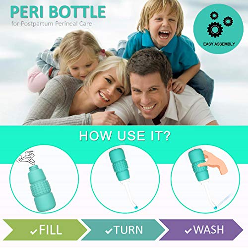 TONELIFE Peri Botella para el cuidado relajante posparto y recuperación perineal, después del nacimiento, tratamiento de hemorroides, bidé portátil de 350 ml/12 oz Portable Bidet-Peri Bottle