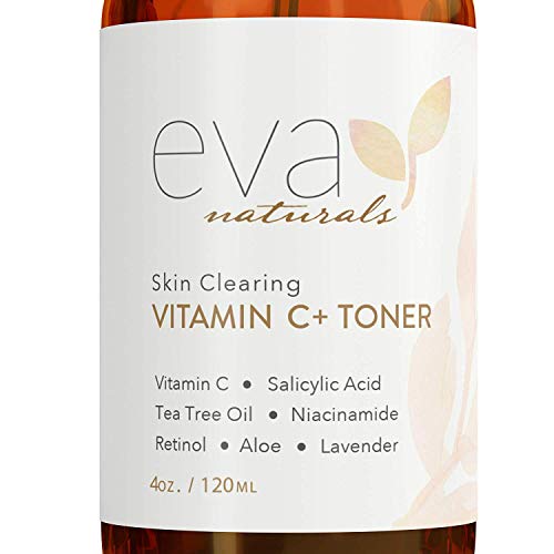 Tónico Vitamina C Plus Eva Naturals (4 oz) - Spray Facial Antienvejecimiento con Retinol y Ácido Hialurónico - Reducción de Manchas, Poros y Producción de Colágeno