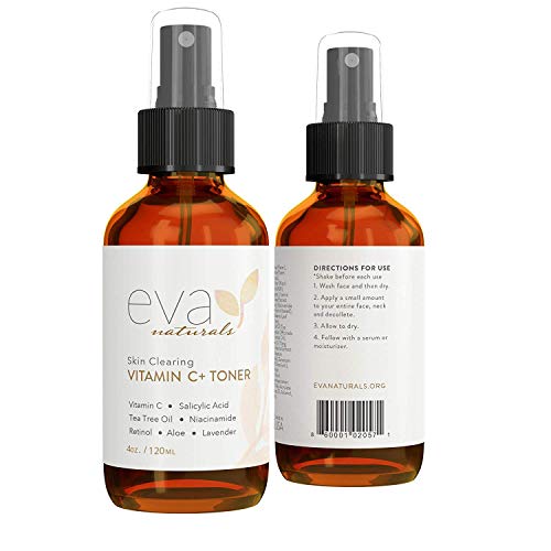 Tónico Vitamina C Plus Eva Naturals (4 oz) - Spray Facial Antienvejecimiento con Retinol y Ácido Hialurónico - Reducción de Manchas, Poros y Producción de Colágeno
